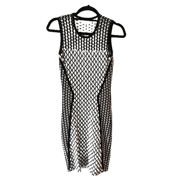 Torn By Ronny Kobo Black & White Sleeveless Patterned Knit Dress SZ XS - Picture 1 of 7